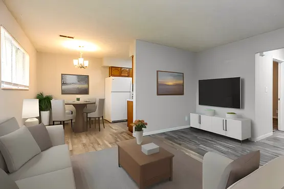 Apartment amenities at Westmoreland Estates Huntington WV, including stove, refrigerator, and luxury finishes